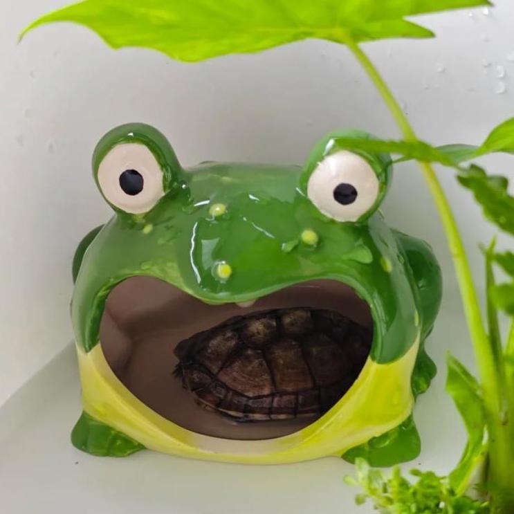 爬宠躲避屋造景装饰饲养箱乌龟晒背台蜥蜴角蛙陆龟大嘴蛙洞穴牛蛙