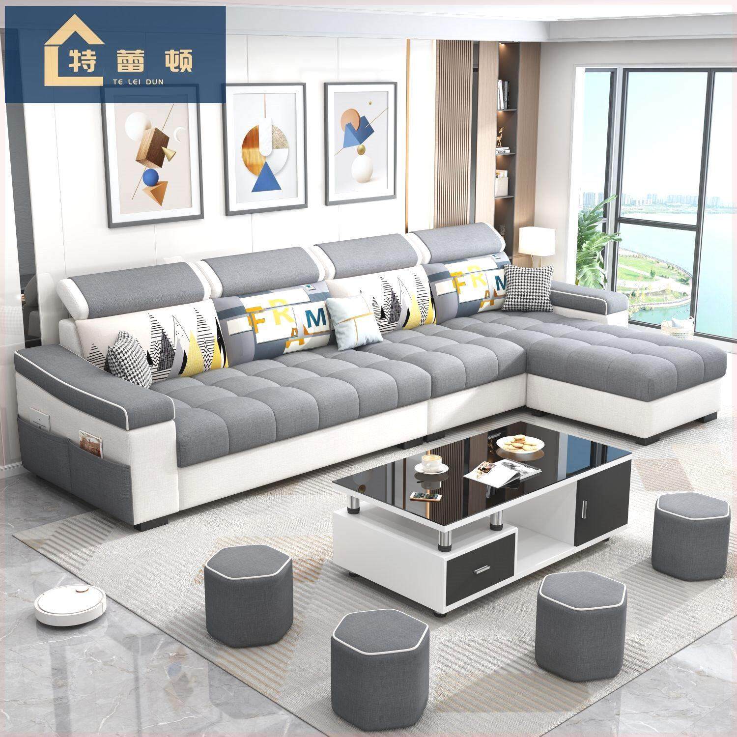 北欧布艺沙发客厅小户型简约现代免洗科技布经济型办公会客沙发