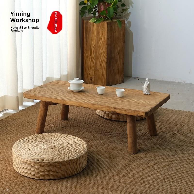 老榆树榻榻米茶几简单的实木小咖啡桌日式凸窗桌康桌民宿Wabi-Sab