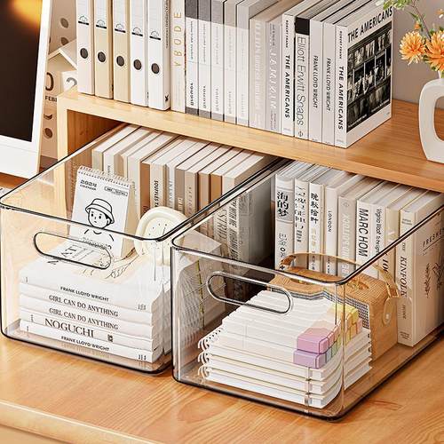 桌面收纳盒亚克力透明宿舍书桌文具书本置物架整理箱办公室文件筐