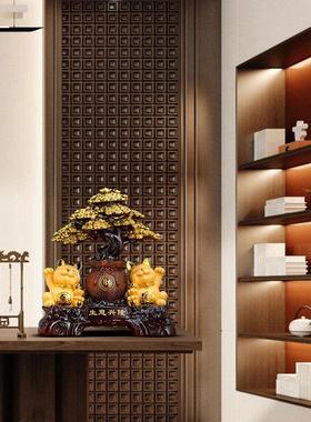 生意兴隆发财树招财猫摆件办公室店铺收银柜台装饰工艺礼品摆饰开