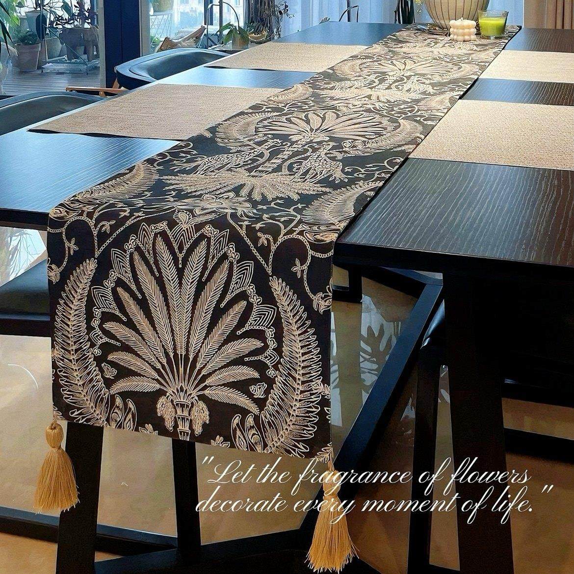 法式中古风桌旗黑色高级流苏盖布茶几防滑桌布防尘床旗长条桌旗,居家布艺,桌旗,淘宝优惠券,粉丝福利购,淘宝优惠卷