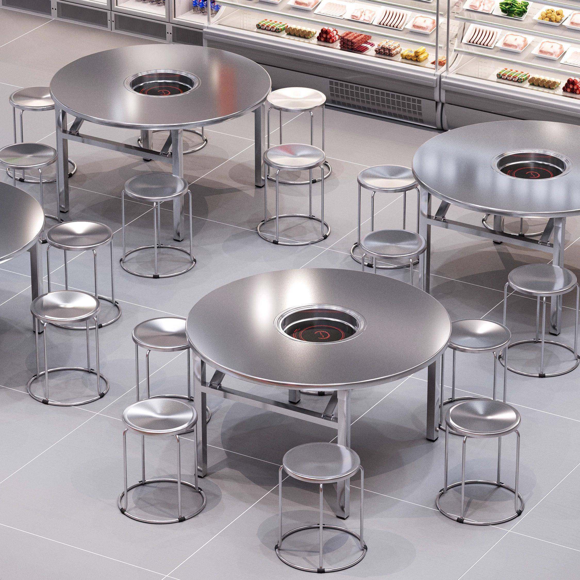 烧烤桌子商用地摊电磁炉烤肉桌不锈钢火锅桌子大排档桌椅折叠圆桌,商业/办公家具,烤肉桌,淘宝优惠券,粉丝福利购,淘宝优惠卷