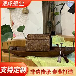 木船渔船实木彷古乌篷船景区景观装饰道具餐饮电动手画观光旅游船