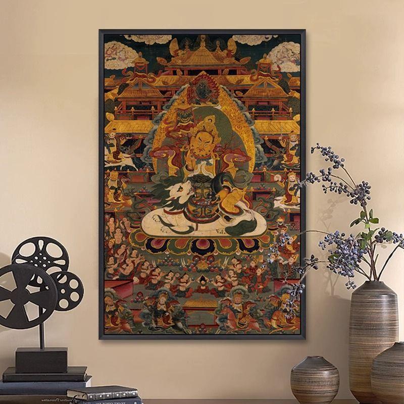 唐卡装饰画八方财神挂画观音释迦牟尼佛像西藏文殊普萨玄关客厅画
