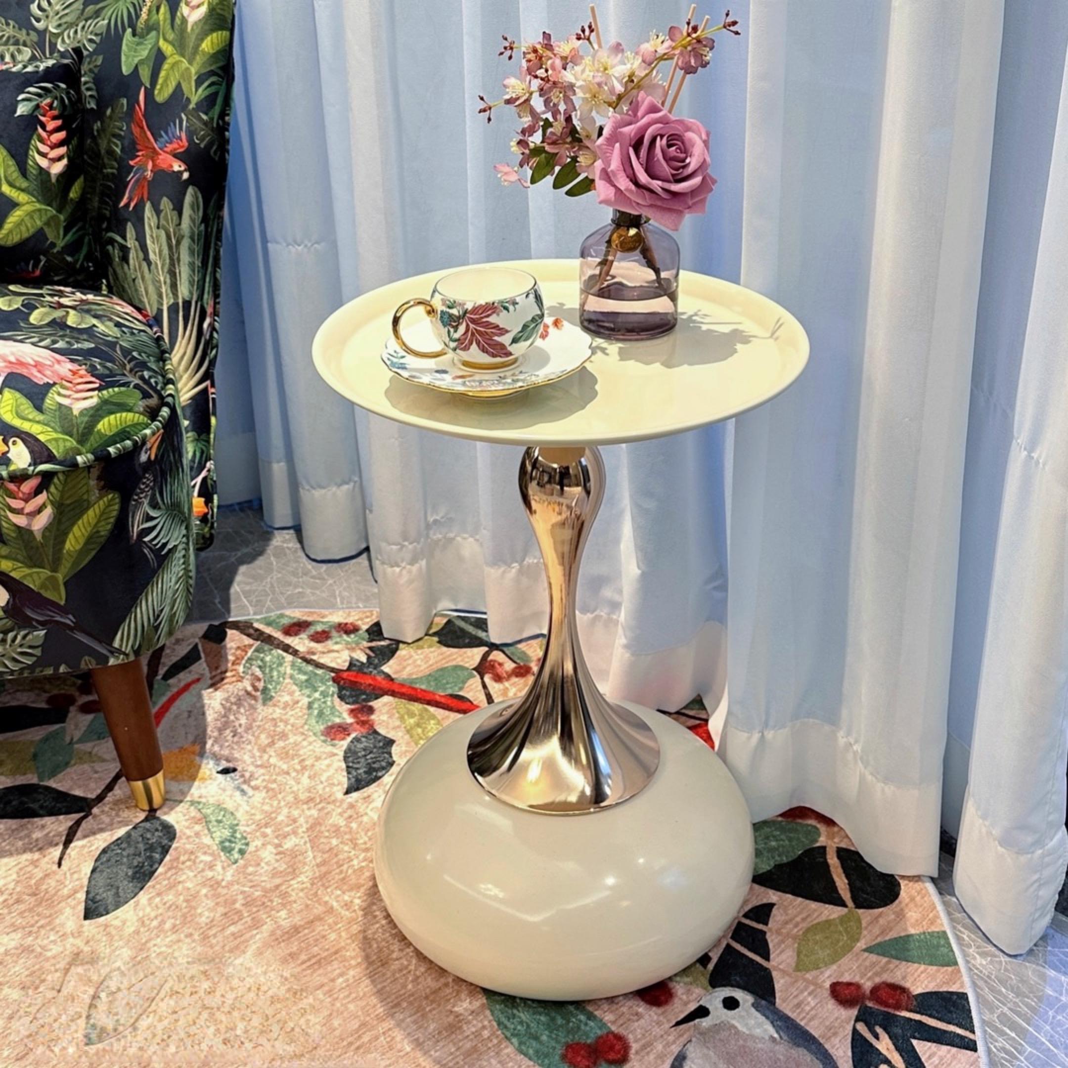 意式现代简约高级客厅圆桌小茶几可移动柜几角几美容院床头柜边几