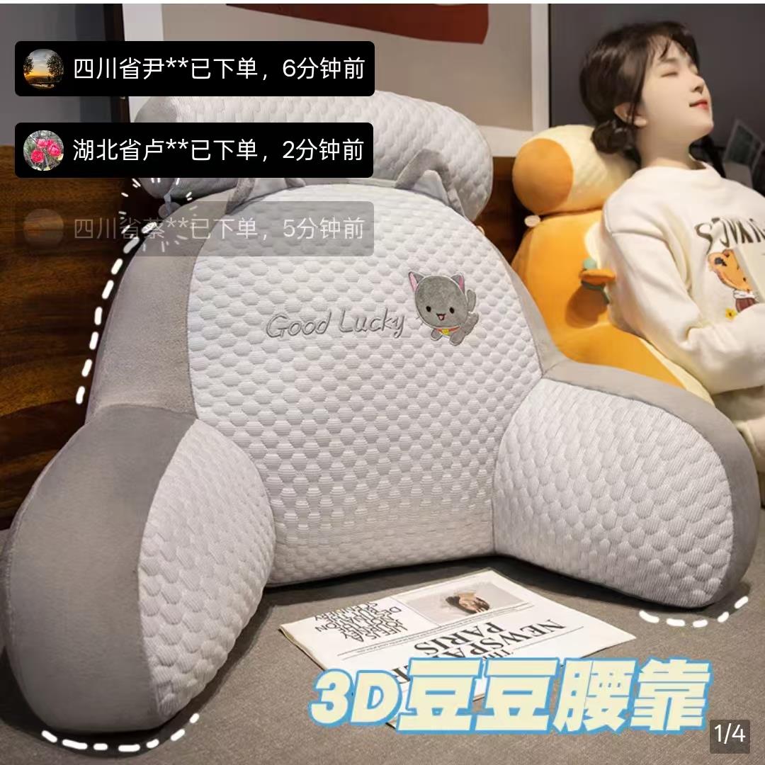 燕乐冰豆豆床头靠枕办公室沙发护腰靠垫宿舍午休床上玩手机大靠背