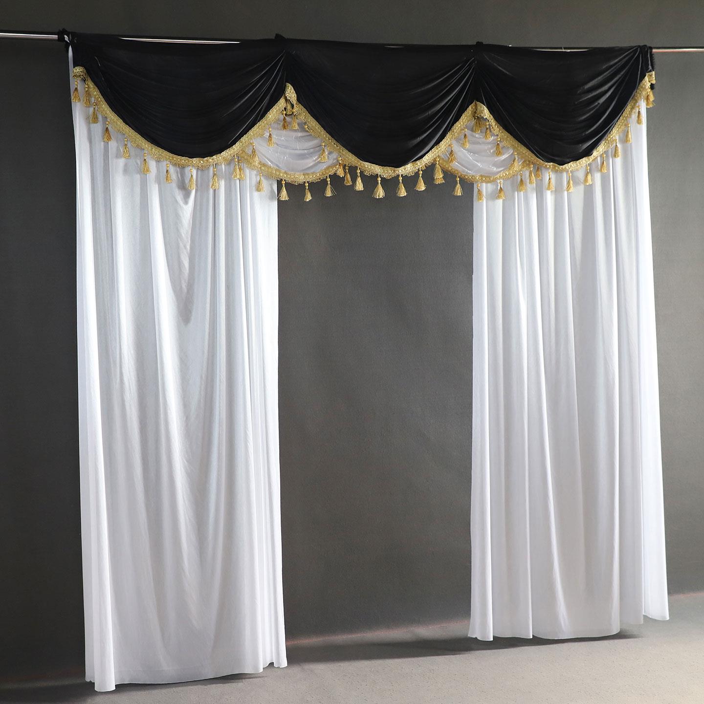 白事布置背景布幔殡仪馆灵堂孝堂灵棚装饰纱幔黑白仪式布幔背景墙