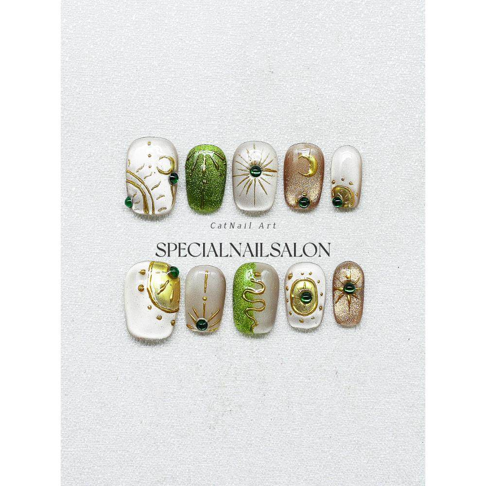 【秘境之眼】纯手工穿戴甲异域风高级感轻奢个性小众显白美甲贴片,彩妆/香水/美妆工具,穿戴甲/甲片,淘宝优惠券,粉丝福利购,淘宝优惠卷