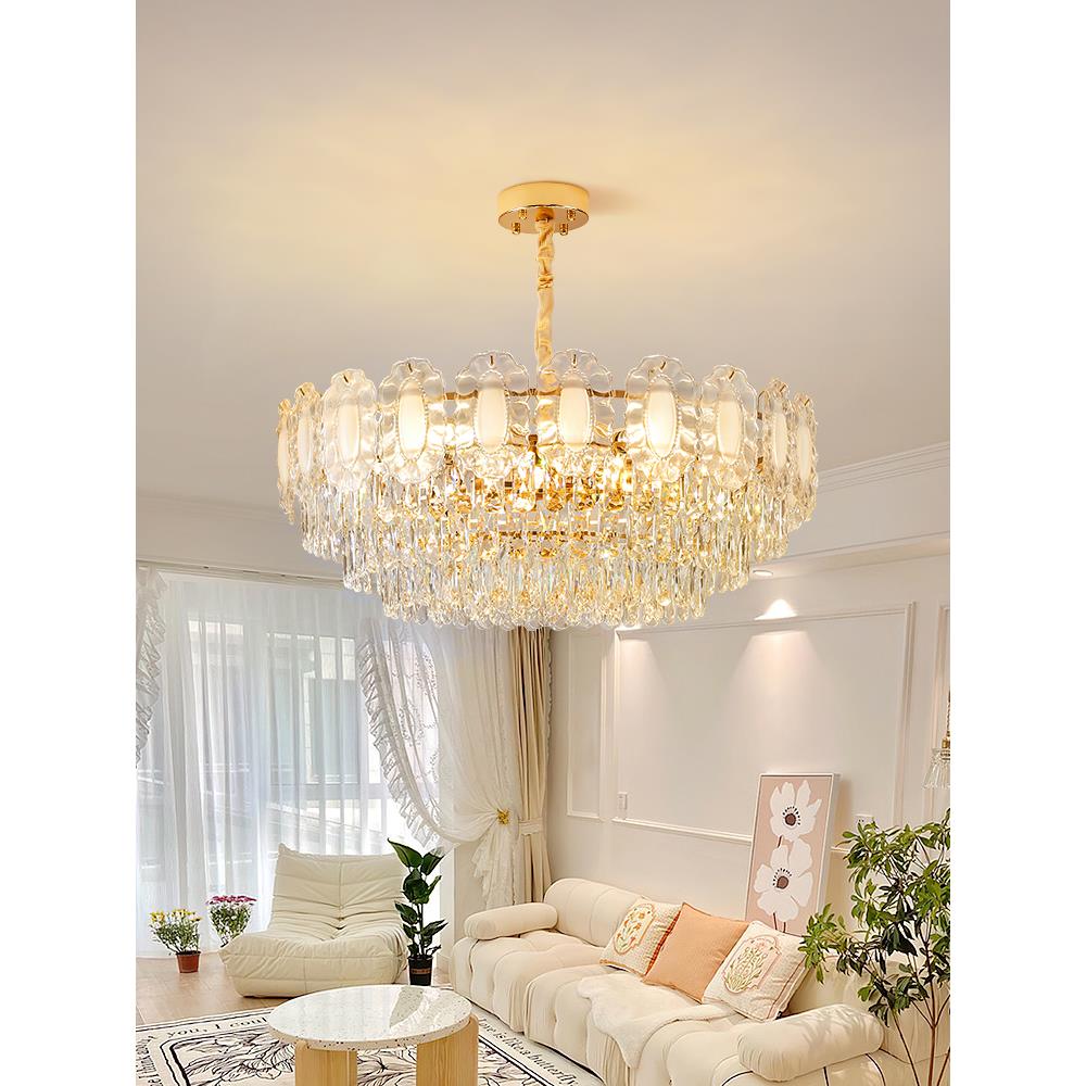 法式客厅水晶吸顶灯轻奢后现代简约大气别塑大厅2025餐厅中山吊灯