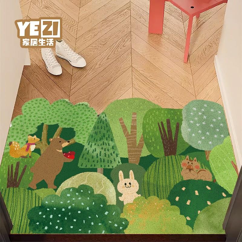 新款森系入户门地垫丝圈家用卡通脚垫进门耐脏刮泥防滑可裁剪地毯