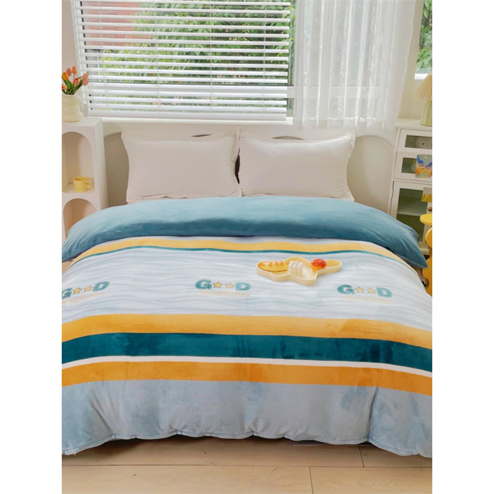 220X240X229X230X250X248定制a型奶丝绒单被套加厚被套珊瑚法兰绒