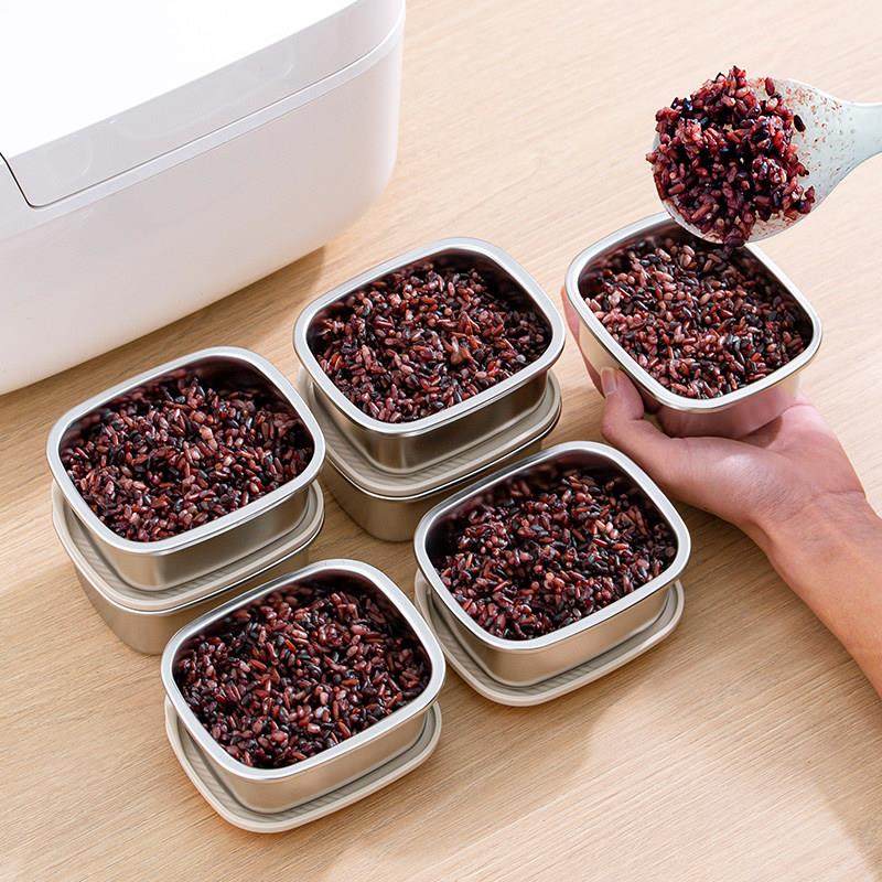 304不锈钢糙米饭分装盒可微波蒸煮食品级杂粮饭减脂餐定量小饭盒,收纳整理,食物收纳盒,淘宝优惠券,粉丝福利购,淘宝优惠卷