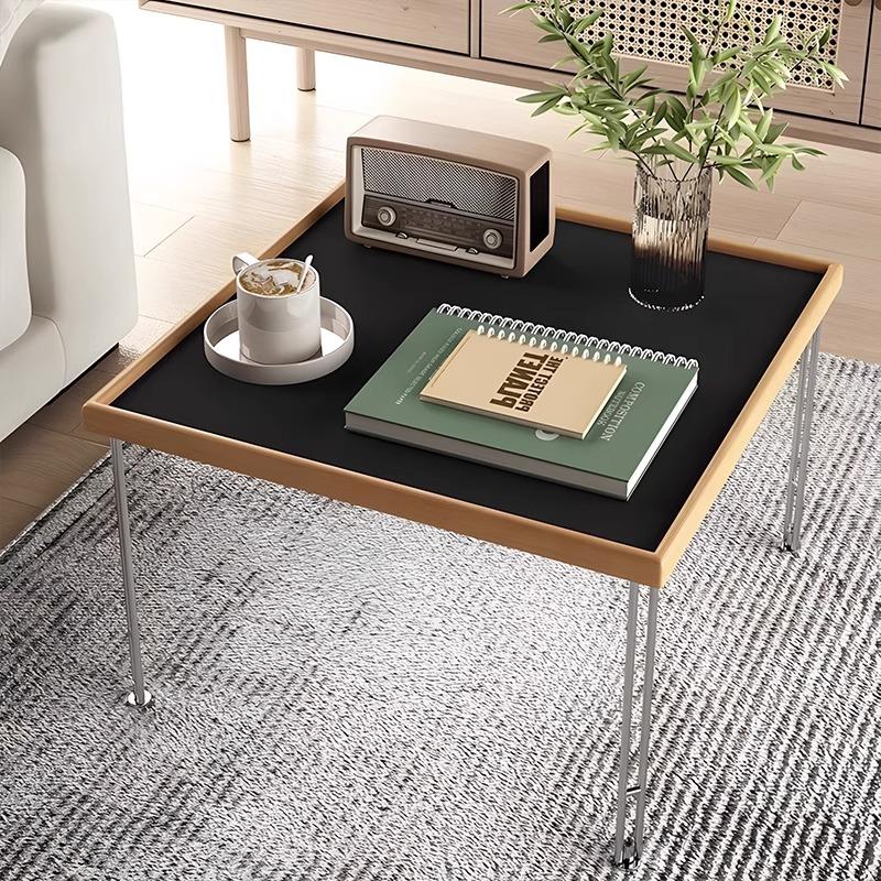 北欧简约尤尔方形茶几客厅包豪斯不锈钢边几小桌中古家用创意方桌