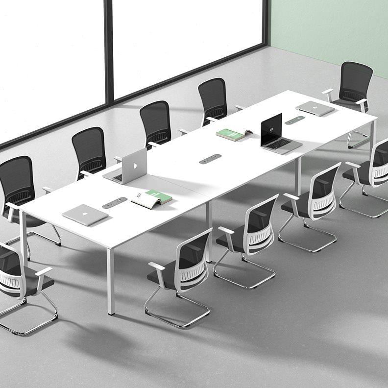 会议桌简约现代8人6白色长条桌洽谈会客桌开会讨论会议室桌椅组合