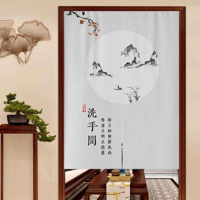 中式洗手间门帘商用遮挡布帘饭店餐厅半帘厕所挂帘卫生间隔断帘子