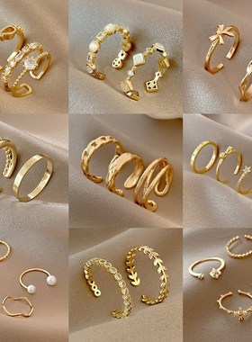 小众设计戒指女粗胖手大号适合手粗的开口复古轻奢高级感学生指环