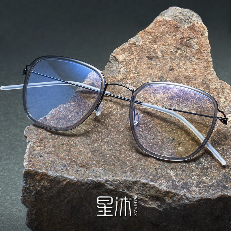 超轻复古近视眼镜男款方形大脸无B螺丝个性舒适镜架女生全框防蓝