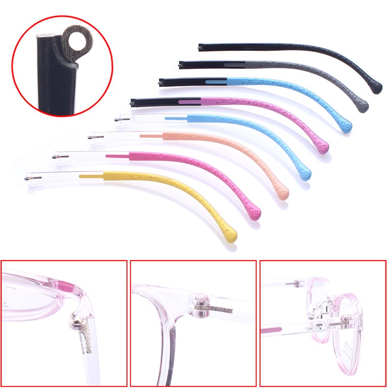 儿童硅胶眼镜腿配件金属单凸牙12近视眼镜O框架支架眼镜脚通常用