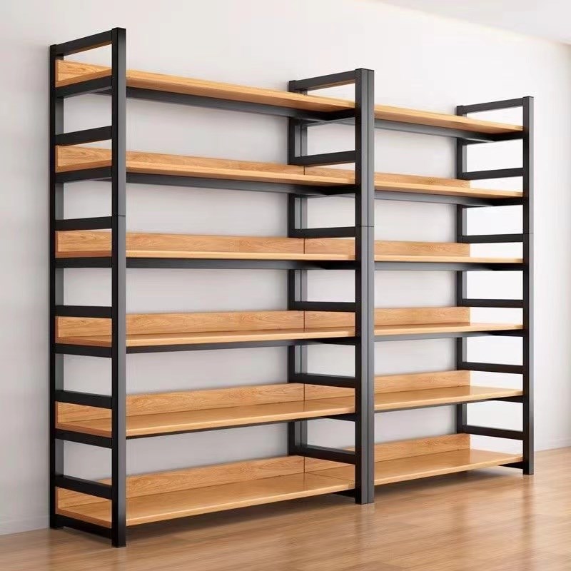 置物架多层收纳架货架家用书架落地展示架简易钢木储物架子收纳架