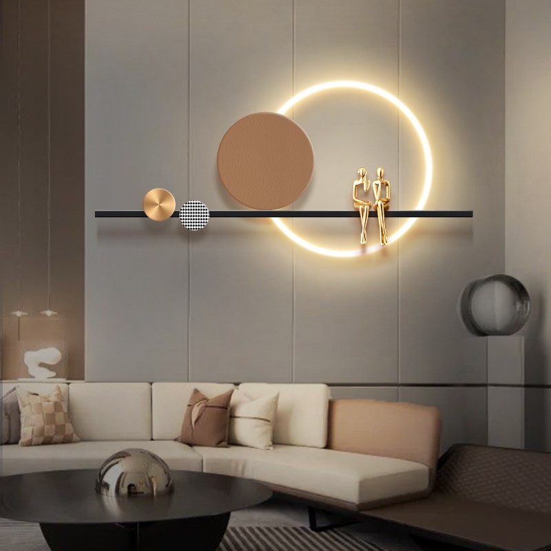 轻奢客厅沙发背景墙立体实物发光装饰画卧室led晶瓷壁画床头挂画