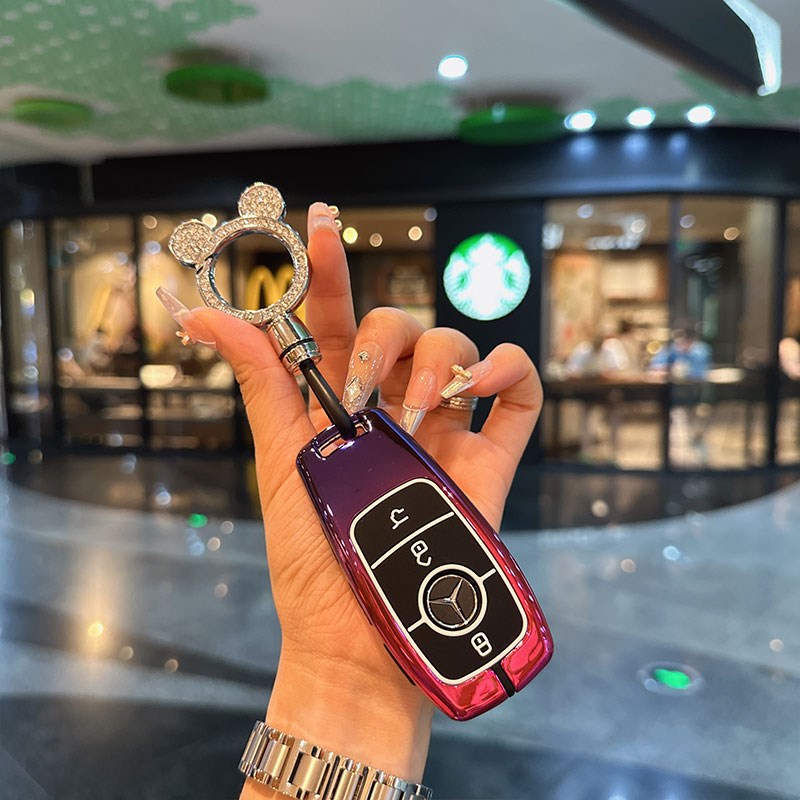 奔驰e300l钥h匙套新e级c级包c260l壳a200l车glb/glc350/gle扣金属