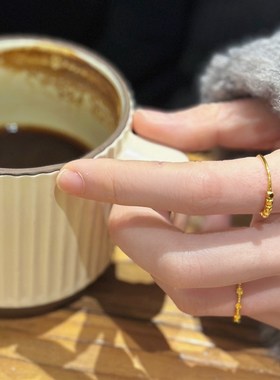 主打一个敲键盘氛围感!时髦经典高级范小方糖碎金戒指不掉色自制