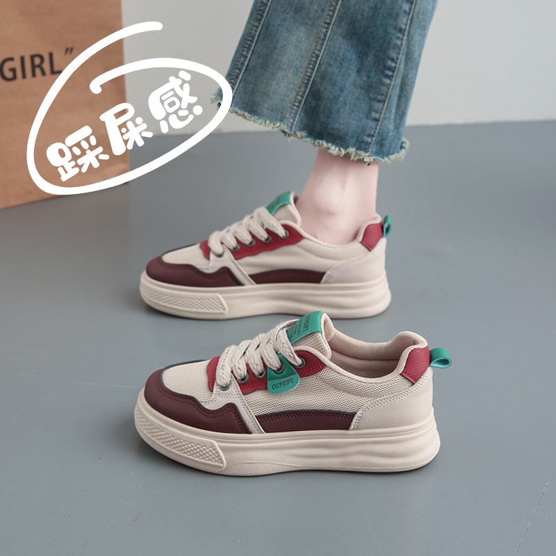 学生板鞋女2025春季新款网面休闲运动鞋34码厚底帆布鞋Z子软底百