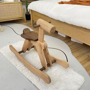 儿童木马实木摇摇马幼儿玩具胡桃木木质大人可坐宝宝玩具礼物