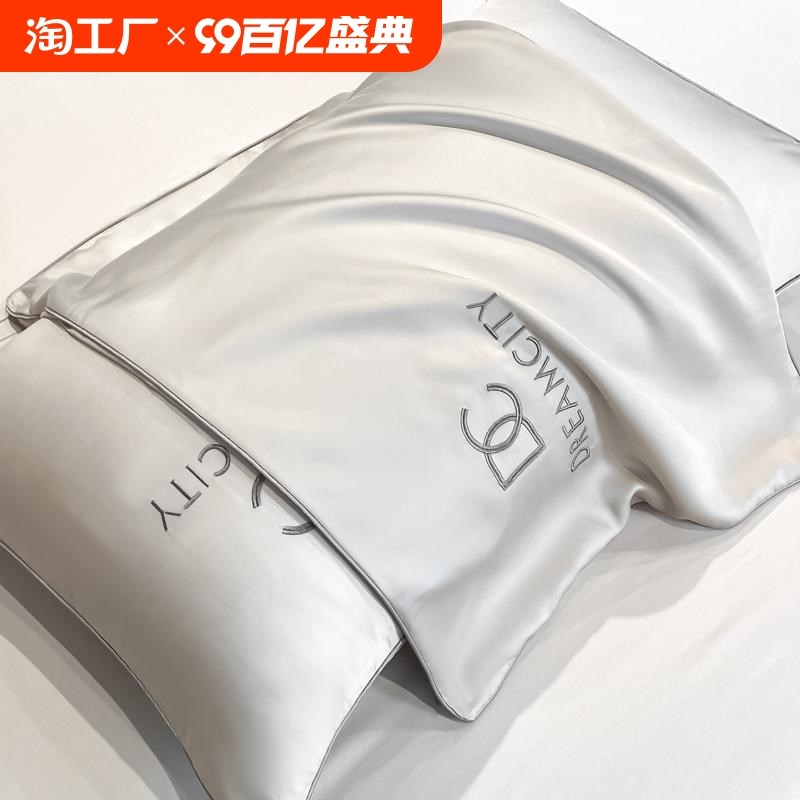夏季冰丝枕套一对装家用夏天水洗真丝枕头套单个48x74Y枕芯内胆套