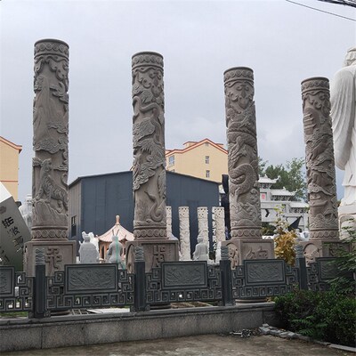 长期销售石雕龙柱 古建祠堂石雕盘龙柱 户外广场景观文化柱
