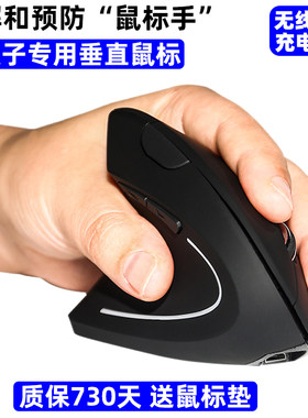 左撇子手无线充电静音鼠标有线人体工程学蓝牙鼠标直立握式办公
