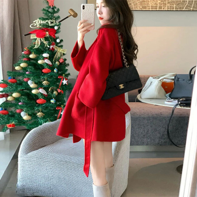 本命年红色毛呢外套女高级感小z个子中长版新娘结婚呢子大衣秋冬