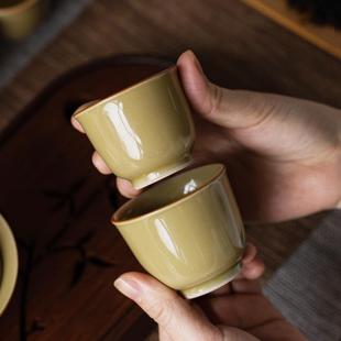 杯 定窑黄钟式 功夫茶具陶瓷小茶杯喝茶专用杯家用待客主人品茗杯