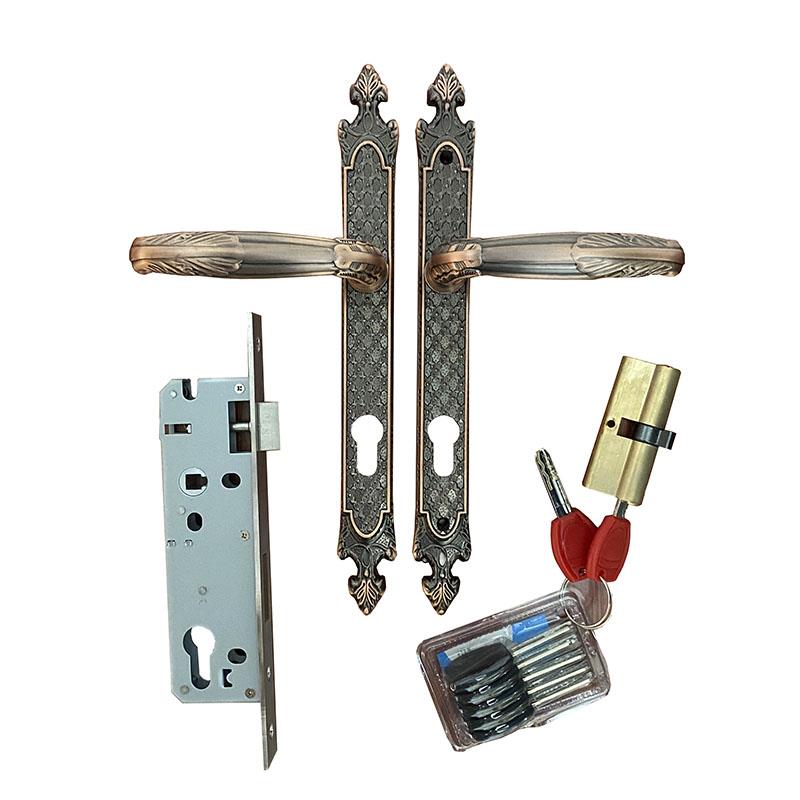 户外铝艺庭院拉手窄面板大门锁铁艺欧式院子门把手室外50方管门锁