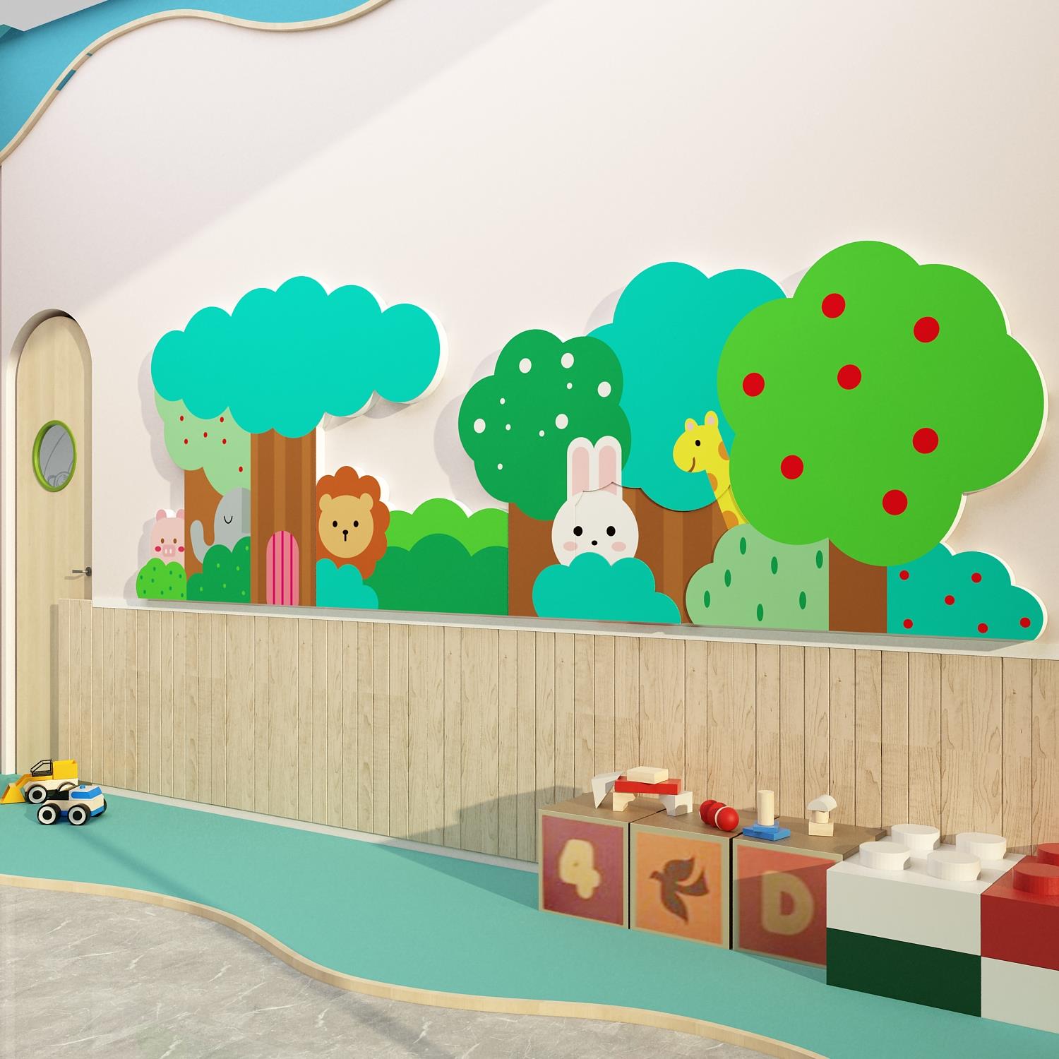 幼儿园森林系环创春天主题文化设计墙面装饰成品布置春天大厅形象