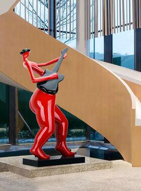 酒店大堂创意音乐吹拉弹跳人物雕塑抽象艺术摆件高级落地家居装饰