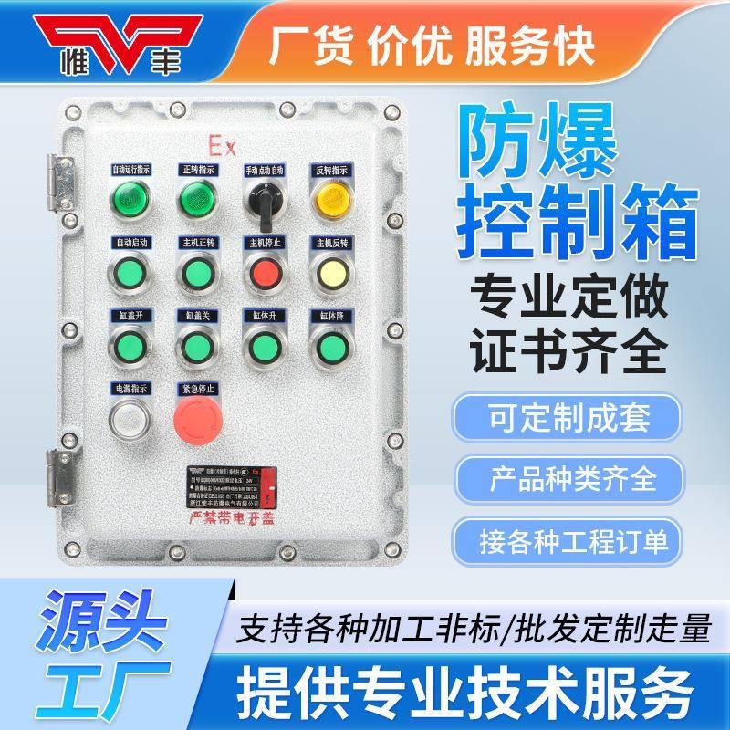 惟丰机械旁防爆控制箱操作柱两指示灯IP66防水尘铸铝按钮接线箱盒