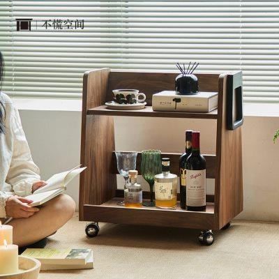 不慌空间/复古实木可移动茶几小推车客厅沙发边几中古书架置物架