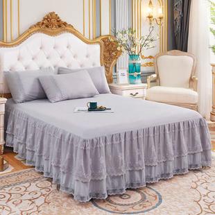纯色公主床罩床裙式 单件蕾丝边席梦思保护套1.5m1.8米2.0床套夏季