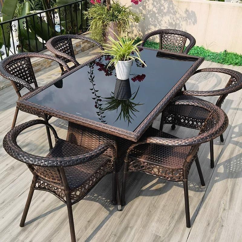 户外桌椅藤椅庭院藤编阳台院子花园露台小茶几组合室外休闲桌椅