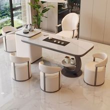 意式功夫茶桌椅组合简约现代岩板茶台轻奢喝茶泡茶桌家用办公书桌