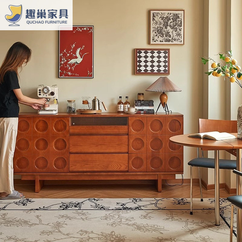 北欧中古风餐边柜客厅复古简约家用储物收纳组合边柜实木餐边柜,住宅家具,斗柜,淘宝优惠券,粉丝福利购,淘宝优惠卷