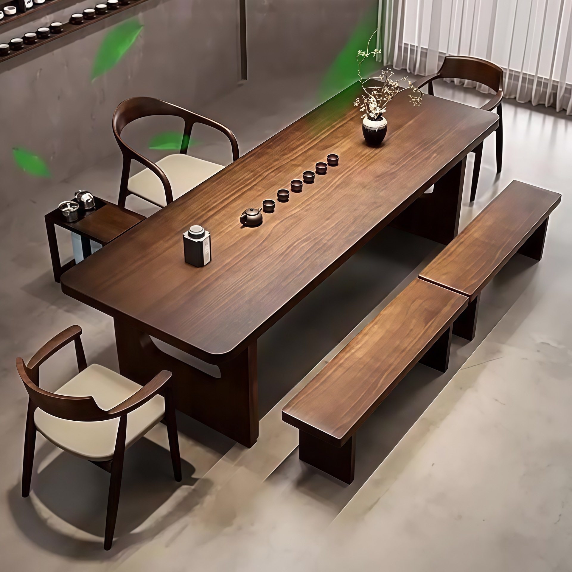 实木大板茶桌椅组合办公室侘寂风现代简约轻奢原木客厅家用茶台,住宅家具,家用茶台/茶桌,淘宝优惠券,粉丝福利购,淘宝优惠卷