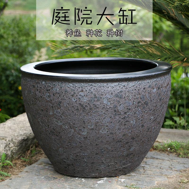 特大号陶瓷花盆 景德镇中国风庭院阳台种树花缸 底部有孔种花专用