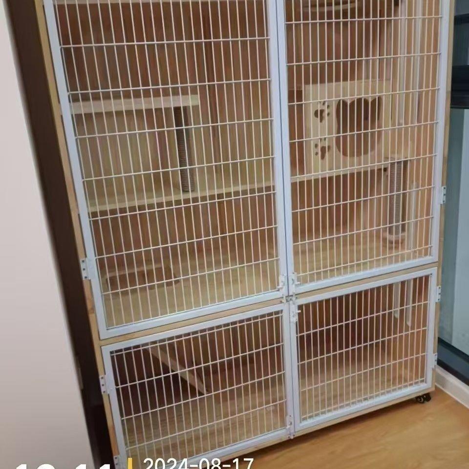 透气猫笼铁门猫别墅铁艺网门定制双门菱形网长条网龙猫门围栏