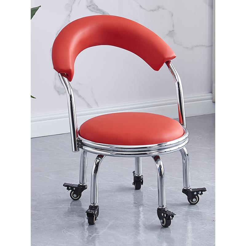 带轮小凳子圆滑轮家用老人带娃靠背椅带轮椅子带靠背学步万向轮子