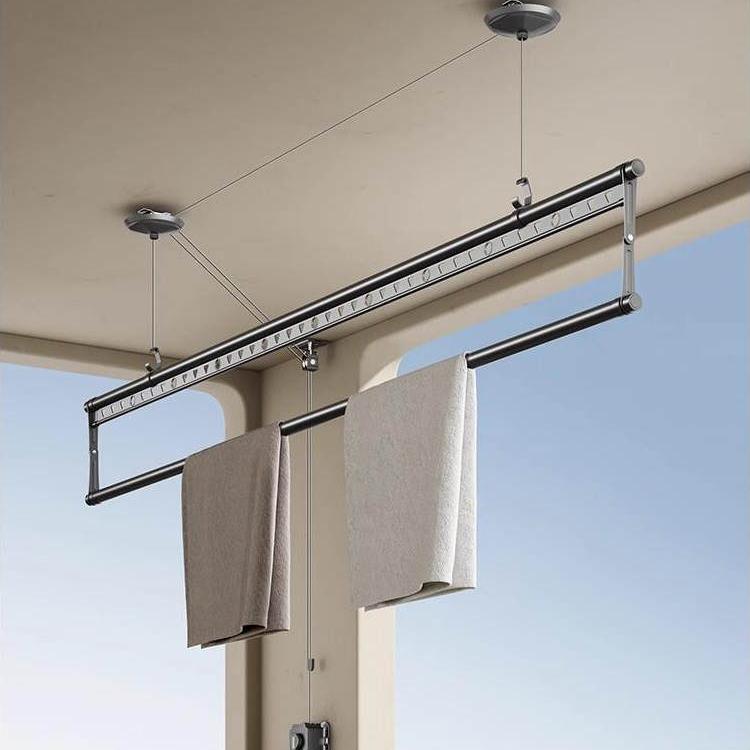 晾霸单杆晾衣架升降手摇器阳台单排晾衣杆单根式手动小晒衣架单杠