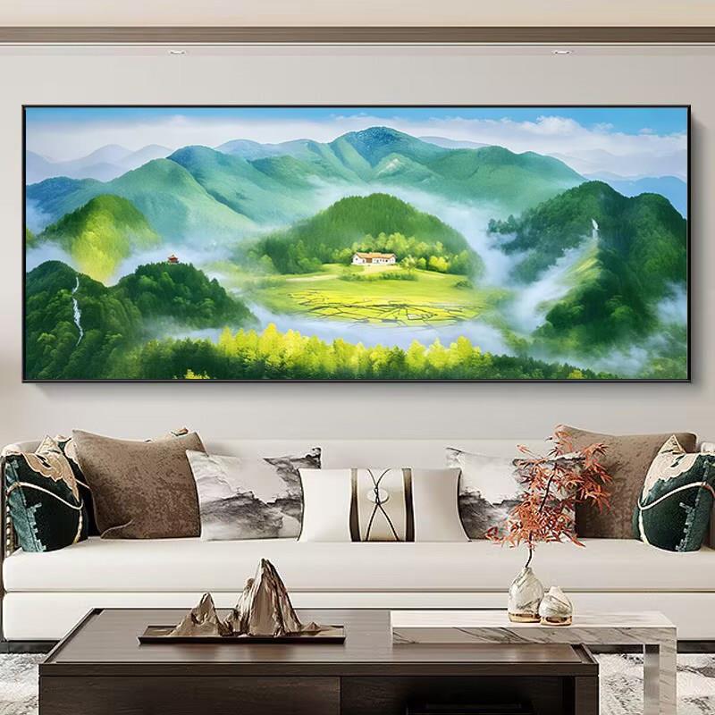 聚宝盆福居宝地靠山风景画客厅装饰画山水画招财风水画办公室壁画