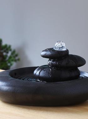 时来运转水晶球风水轮聚宝盆鱼缸水景循环水流水生财摆件微景观